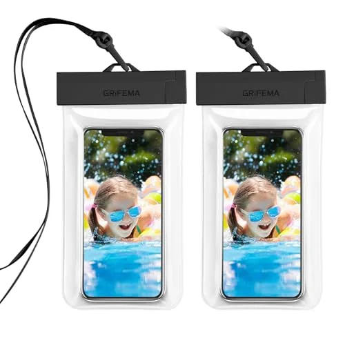 GRIFEMA vattentät telefonväska 2 pack Ipx8 telefonfodral transparent för simning skärm touch iPhone 15 14, Samsung, Huawei och annan telefon 8436613820261