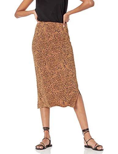 Amazon Essentials stickad midikjol för kvinnor (finns i plusstorlek), Mörk kamel leopard, L 195111312170