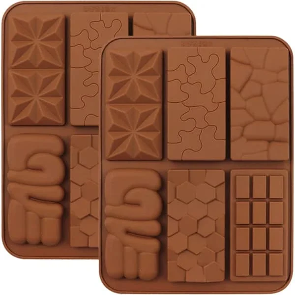 1 Silikon Chokladkaksform med Brytbara Bitar, Silikonformar för Vaxsmältning Non-Stick Hemmagjorda Protein- och Energikaksformar, 2-Pack[co] COYY-7632-1