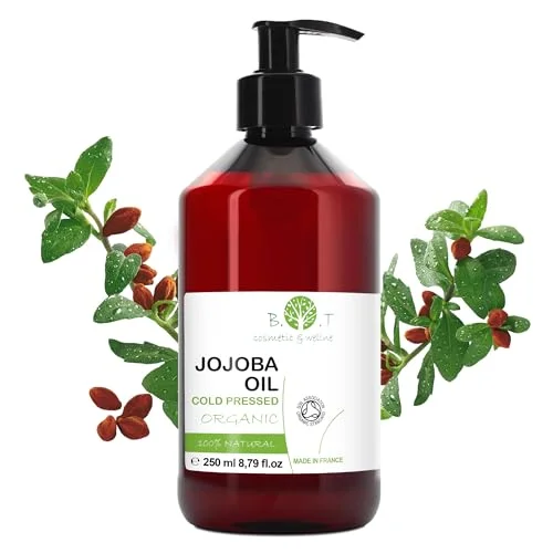 B.O.T cosmetic & wellness Organisk Jojoba Kallpressad Jungfruolja, Återfuktande Ansiktsolja, Naturlig Hårbehandling, Makeupborttagare, Rik på Vitaminer och Antioxidanter, 100 ml 3589661080035