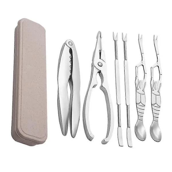 1 Set/6 st Krabbtångar i Rostfritt Stål Krabbfräsverktyg Skaldjursverktyg med Fodral FYDTT-2326 1 Set/6 st Krabbtångar i Rostfritt Stål Krabbfräsverktyg Skaldjursverktyg med Fodral FYDTT-2326