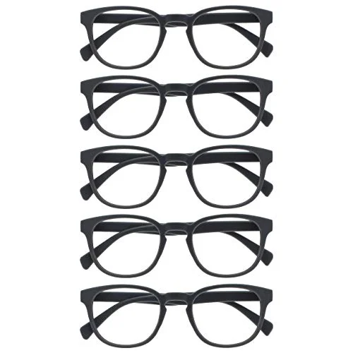 OPULIZE Pop läsglasögon 5 pack roliga runda matt ram grå fjädergångjärn reptåliga män kvinnor RRRRRRR2 7 +3,50 5055955359692