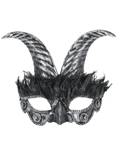 Smiffys 52807 silver maskerad hornmask, unisex vuxen, svart, en storlek 5059513152565