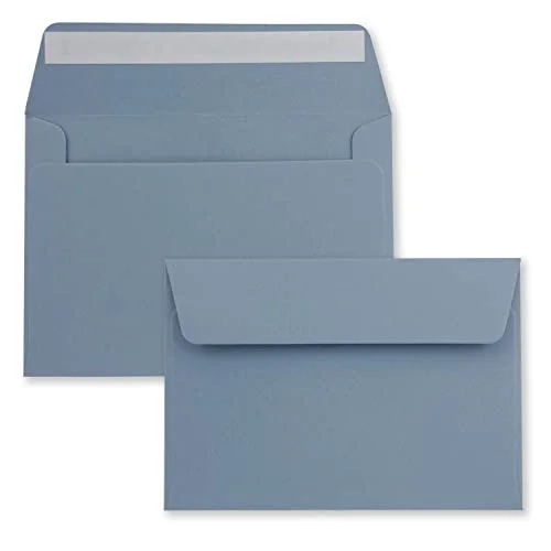50 x kuvert gråblå DIN C6-format 11,5 16,2 cm självhäftande utan fönster jul, gratulationskort och inbjudningar för A6 A4-papper 4252001522951