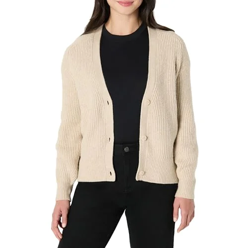Amazon Essentials dam mjuk touch ribbad blus kofta, beige, Large 195111567617