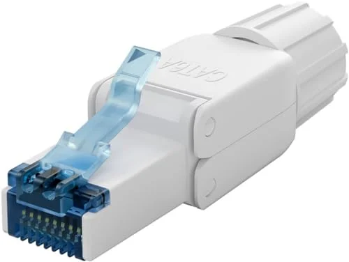 goobay 65941 CAT6A RJ45 kontakt/fältkonfektionerbar nätverkskontakt 10 Gbit/verktygsfri montering/CAT 6A UTP kontakt med guldpläterade kontakter 4040849659416