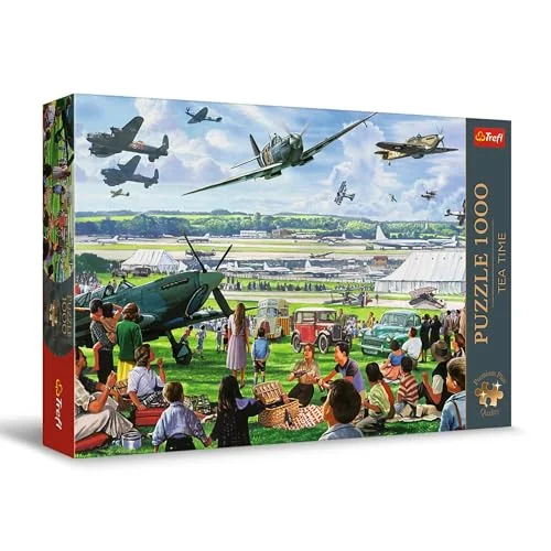 Trefl Premium Plus Quality Puzzle Tea Time: Flyguppvisning 1000 bitar, Serie med nostalgiska målade bilder, Perfekt passande för vuxna och barn från 12 år 5900511108460