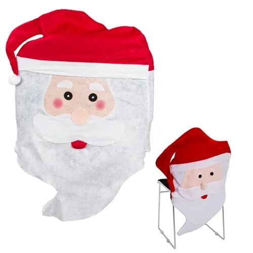 Avilia Jultomtens stolsöverdrag röd 44 x 74 cm perfekt för att dekorera din matsal eller kök mjukt och bekvämt tyg, lätt installera rengöra 8056819048803