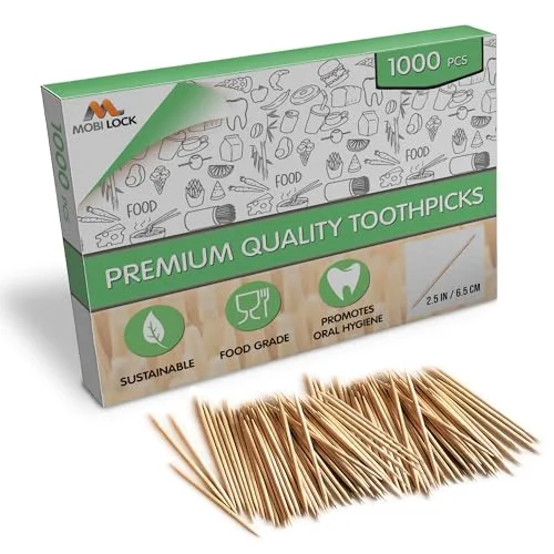 1 000 stycken Premium tandpetare för cocktailträ i bambu Personlig hygien, engångsspett förrätt, cocktailpinnar eller konst och hantverk från Mobi Lock 5060365208928 1 000 stycken Premium tandpetare för cocktailträ i bambu Personlig hygien, engångsspett förrätt, cocktailpinnar eller konst och hantverk från Mobi Lock 5060365208928