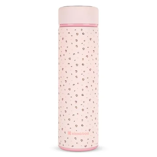 KikkaBoo babytermos SAVANNA Termos i rostfritt stål varma och kalla drycker, 500 ml vätskor, spillsäker, tefilter, rosa 3800171205054
