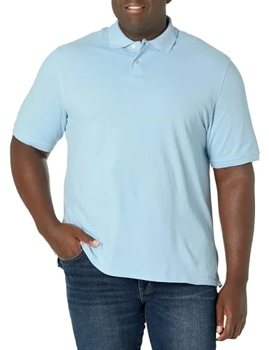 Amazon Essentials Men's Pikétröja i bomull med normal passform (finns Big & Tall), Ljusblå, XXL 191770247495