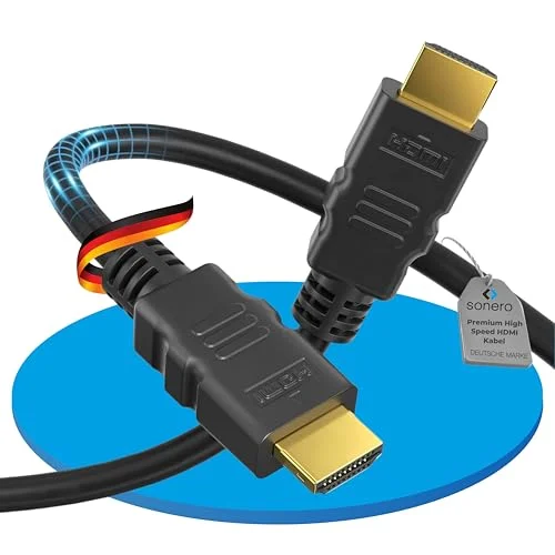 sonero PHC000 010 premiumcertifierad High Speed HDMI kabel med Ethernet, förgyllda anslutningar (4K UltraHD, 3D Full HD, 18 Gbps Bandwith, HDR Dynamic Range), 1,0 m 4260134129367