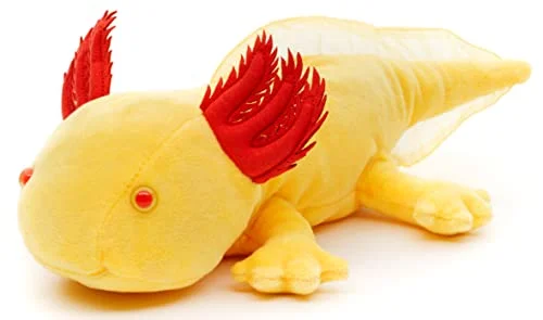 Uni Toys Axolotl (gul med röda ögon) 32 cm (längd) plysch vattendjur plyschdjur, gosedjur, (WT 7022) 4028667192278