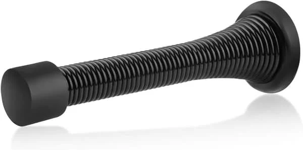 1 Förpackning Svarta Fjäderdörrstopp, 3-1/8" Tunga Dörrstopp - Flexibla Fjäderdörrstopp med Lågmonterade Svarta Gummibumperspetsar Mx-001407QM