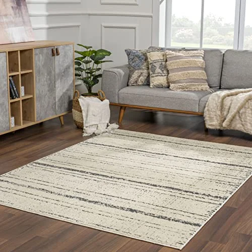 Surya Durham matta vardagsrum modern abstrakt design i marmorutseende för vardagsrum, matsal, sovrum mjuk marmormatta, kort lugg stor 160 x 213 cm elfenben 889292464277