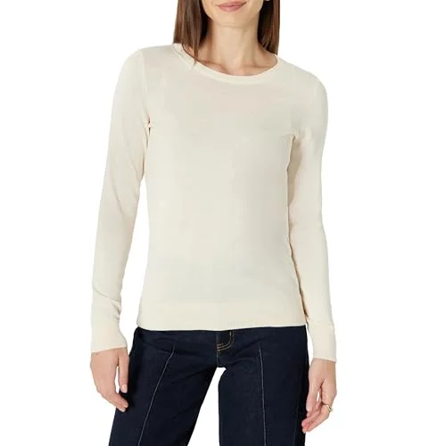 Amazon Essentials långärmad lätt tröja med rund hals (finns i plusstorlek), Ecru, X Large 195111561387
