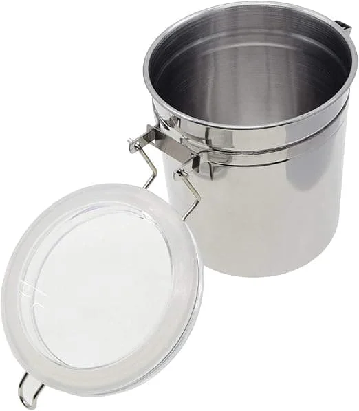 1 silver förvaringsburk för kaffe, flingor, rostfritt FR004045SR