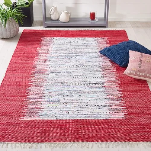 Safavieh matta vävd platt, MTK711, handvävd bomull, elfenben/röd, 160 x 230 cm 683726312420