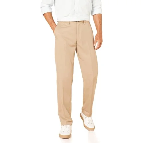 Amazon Essentials herr klassisk passform expanderbar midja platt framsida klänningsbyxa, kaki brun, 42 B x 34 L 195111841069