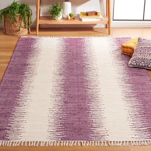 Safavieh modern platt vävd rektangulär matta, Montauk kollektion, MTK751, i lila, 122 x 183 cm för vardagsrum, sovrum eller valfritt inomhusutrymme 683726350132