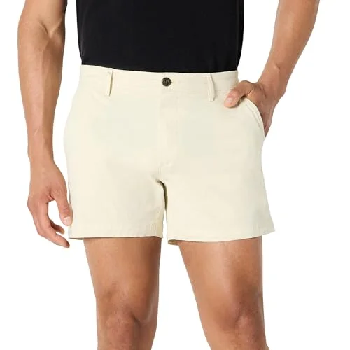 Amazon Essentials Herr Slim-Fit 5 tum platt framsida komfort stretch chino kort (tidigare Goodthreads), benvit, 32 191770811764