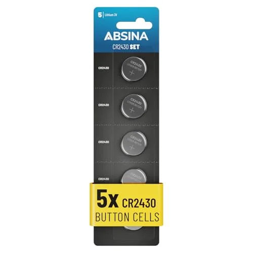 ABSINA® CR2430 knappcell 5 pack CR 2430 3V knappceller, läckagesäker och lång hållbarhet knappbatteri CR2430, batteri 2430, batterier 4260368688388