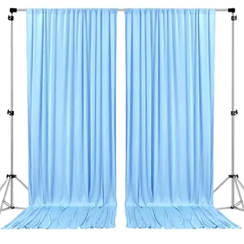 AK TRADING CO. 10 ft x polyester bakgrund draperier gardiner paneler med stångfickor - bröllopsceremoni fest hem fönsterdekorationer ljusblå (DRAPE-5 10-LTBLUE) 696303033151