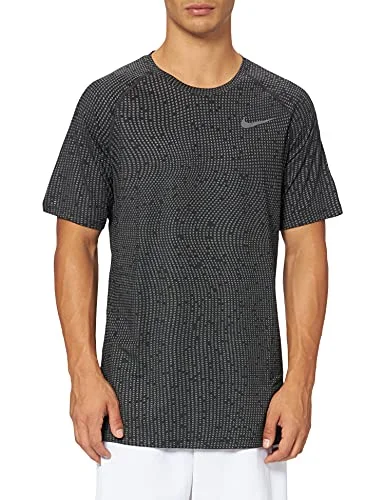Nike män andas Aoj kortärmad topp Black/Black/Dark Grey L 193145922433