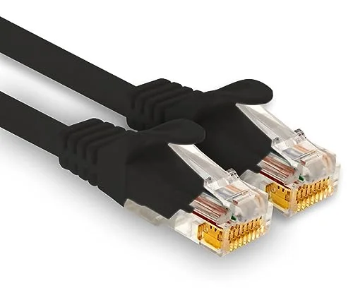 1aTTack.de 1 x 5,0 m Cat7 nätverkskabel, Cat.7 Ethernet, LAN & Cat 7 patchkabel för maximal internethastighet och ansluter alla enheter med RJ 45 uttag svart 4250344832584