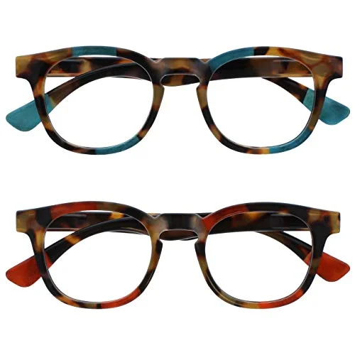Opulize Ava 2 pack dam brun sköldpaddsskal rosa lila komfort passform läsglasögon vårgångjärn RR62 45 +1,00 Optical Power +1.50 Brown Tort Turquoise/Brown Red 5055955361671