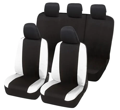 Auto Accessori Lupex Bilsätesöverdrag kompatibla med Duster, tillverkade i Italien, poly bomullstyg, fram och bak (svart vit) 8056669279396