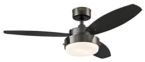 105 cm takfläkt Alloy 78764 med enkel lampa och tre vingar, version i bränd metall opalmjölkglas 4895105608055