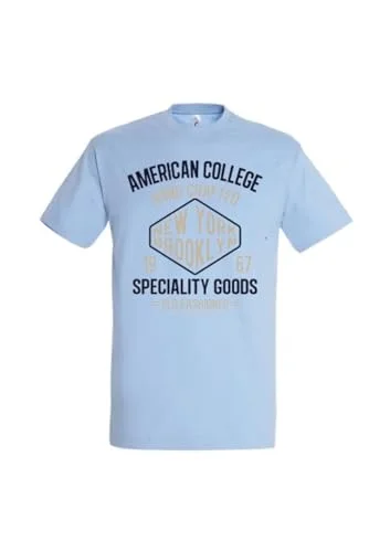 AMERICAN COLLEGE USA T shirts Manches Courtes Enfants Garçon Fille Unisex barn, Himmelsblå, 14 år 3666052458335