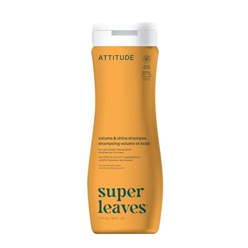 ATTITUDE Volym och glanshampo för hår, EEG vererified, dermatologiskt testad, vegetabiliska mineralingredienser, veganska skönhetsprodukter, sojaprotein tranbär, 473 ml 626232110081