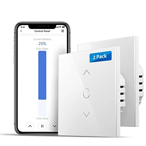 Alexa rullgardinstimer, meross WLAN rullgardinsswitch, smart LED persiennbrytare kräver nollledare, 2021 uppdaterad version, fungerar med och Google Assistant, 2,4 Ghz 6973696561640