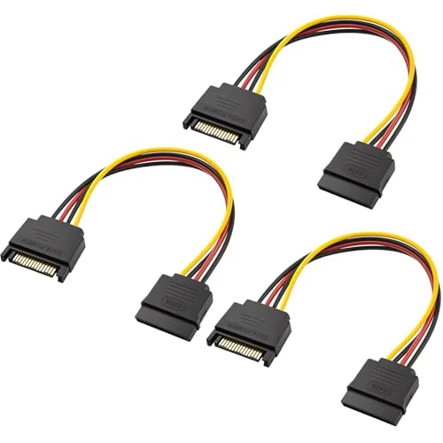 3 pack SATA förlängningskabel 15 stift ström hane till hona förlängare kabeladapter för SSD, HDD, PCI E, hårddisk 619317771871