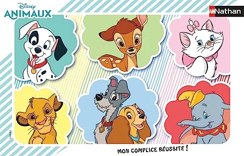 Nathan Barnpussel ram 15 bitar Disney djurporträtt flicka eller pojke från 3 år pussel av hög kvalitet Tjock och slitstark kartong Djur 86145 4005556861453