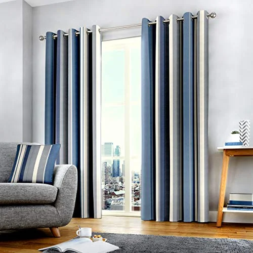 Fusion Två gardinpaneler, bomull, polyester, blå, B 117 cm (46) x D137 (54) 5055161622474