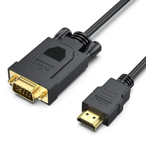 HDMI till VGA, Benfei guldpläterad VGA 1,8 M kabel (hane hane) för dator, stationär bärbar PC, bildskärm, projektor, HDTV, Chromebook, Raspberry Pi, Roku, Xbox med mera svart 606682478962