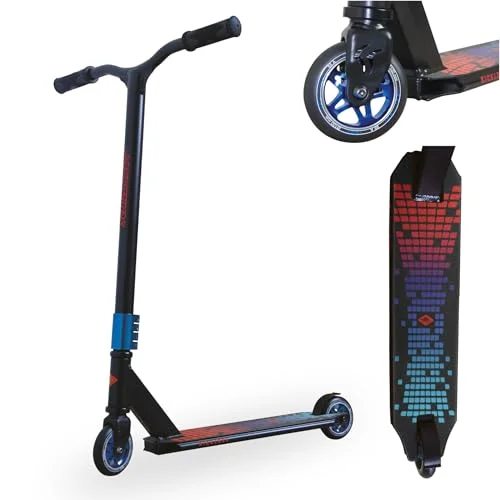 Schildkröt Stuntscooter kicklös, design: Solnedgång, stor scooter med HIC komprimering och aluminiumkant, 100 mm PU hjul, för ambitiösa stuntar trick, 510431 4000885104318