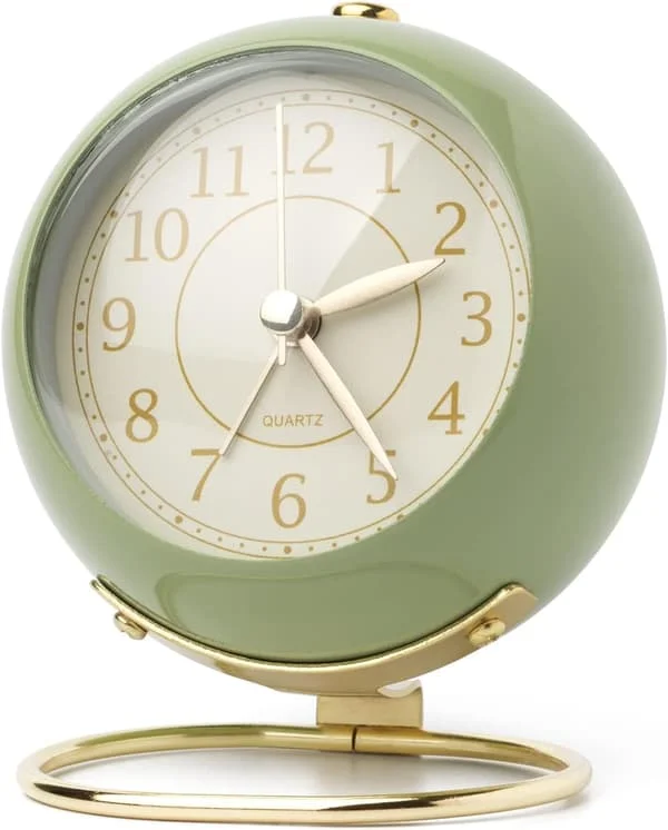 1 Piece Green Desk Clock Battery Operated, Silent Alarm for Bedroom[GPA] Z-FD-2605-GPA-TC10
