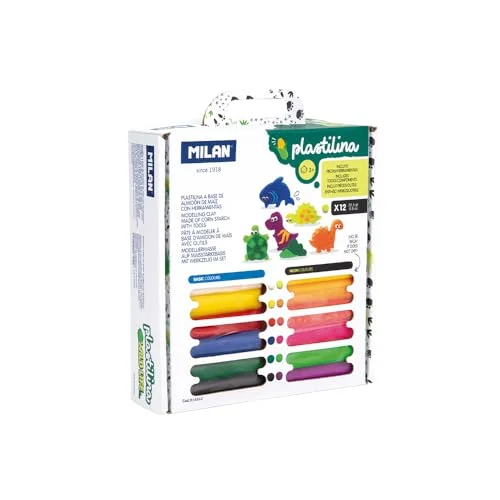 MILAN® Portfölj med 12 färgade plasticinepinnar delar och verktyg "Wild Life" 8411574106005