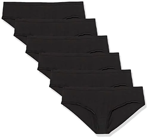 Amazon Essentials damunderkläder i bomull (finns plusstorlek), paket med 6, svart, XX-Small 192912183695