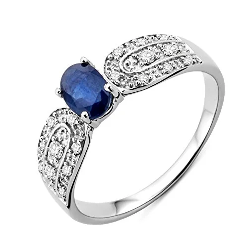 Miore 9 karat vitguld blå safir och stenfärgad diamantring SA9020R, Vitt guld Diamant, DiamantSafir 5420053347214