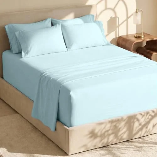 Hearth & Harbor extra djupa fickark passar madrass 45 cm djup ficka queen lakanset 6 delar size lakan sheets aquablå 840073606415
