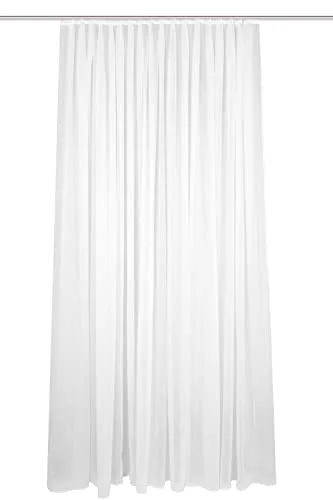 HOMEbasics 41694 Store/gardin "FLAMIO", transparent färdig butik, färg: vit, storlek: 120 x 450 cm 4056751398893