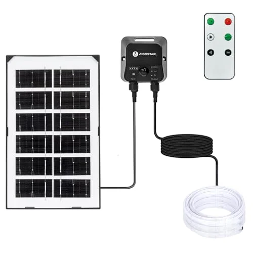 5 m solcellsljus, sensor och energiförvaringslåda på 50 W, 2 700 K, perfekt för att lysa upp ditt utomhusutrymme effektivt hållbart. 8447343222430