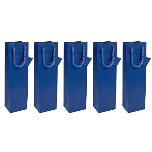 SIGEL GT505/5 flaskor presentpåsar av papper ultramarinblå matt 35 x 10 cm set om 5 4004360797521