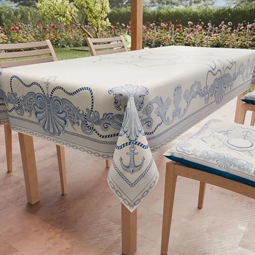 PETTI Artigiani Italiani Fläckbeständig bordsduk rektangulär kök design ankare X12 platser (140 x 240 cm) 100% tillverkad i Italien 8056897574485