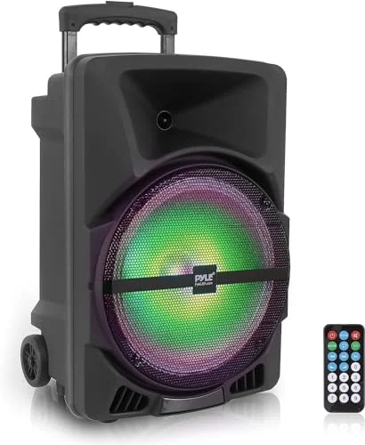 Pyle, stora högtalare trådlös Bluetooth bärbar högtalare, PA, ljudsystem, 1 200 W drivna PA DJ inomhus/utomhus, med USB/MP3/AUX 3,5 mm ingång, lampor och 842893115825
